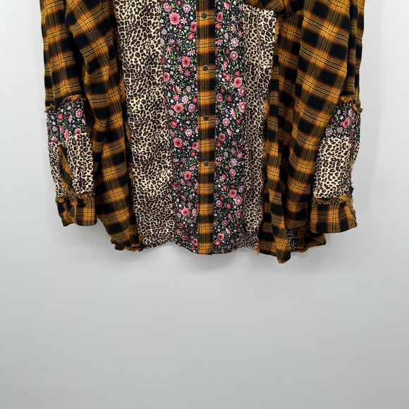 We the Free People Tunic Top Shirt Size XL Oversize Boxy Patchwork Boho Grunge - Picture 5 of 16